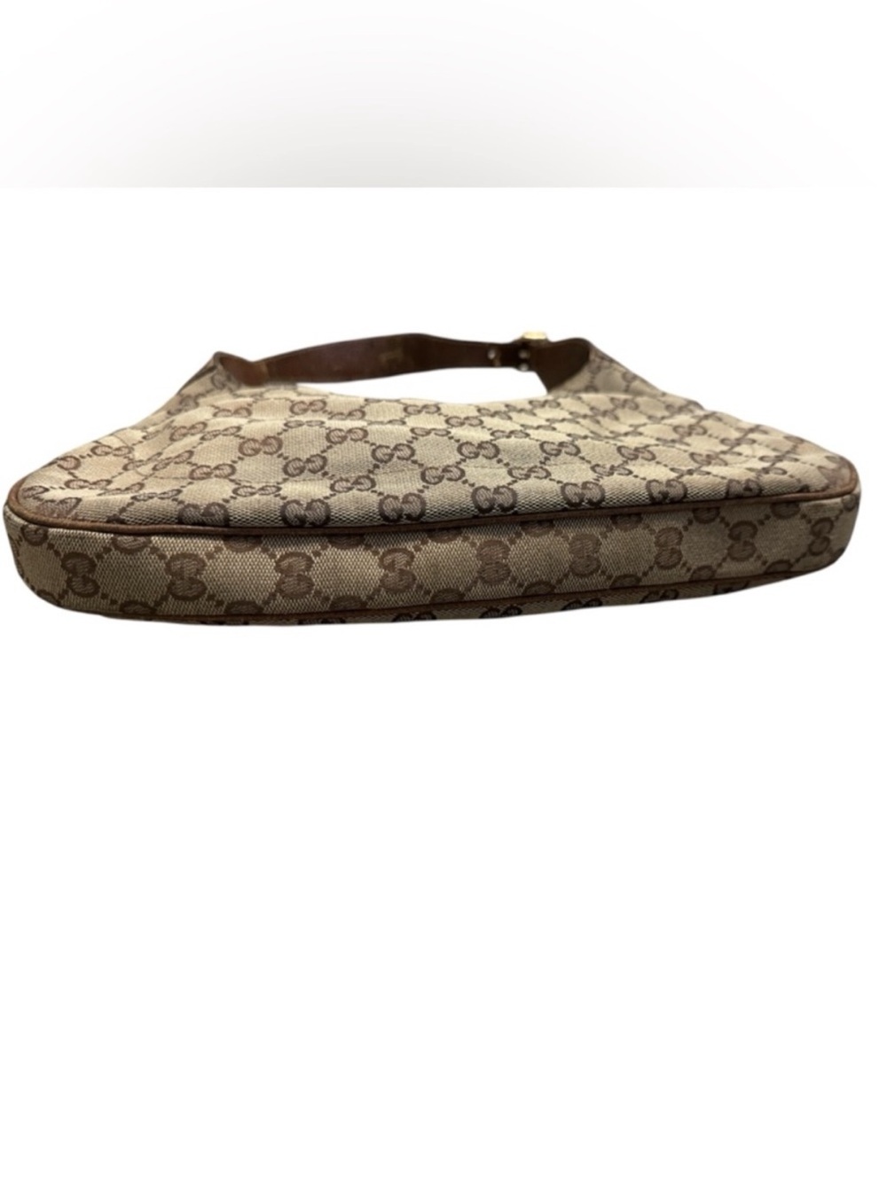 Vintage Gucci Jackie 1961 GG Supreme Monogram Canvas Shoulder Bag Brown Cream - Picture 4 of 12